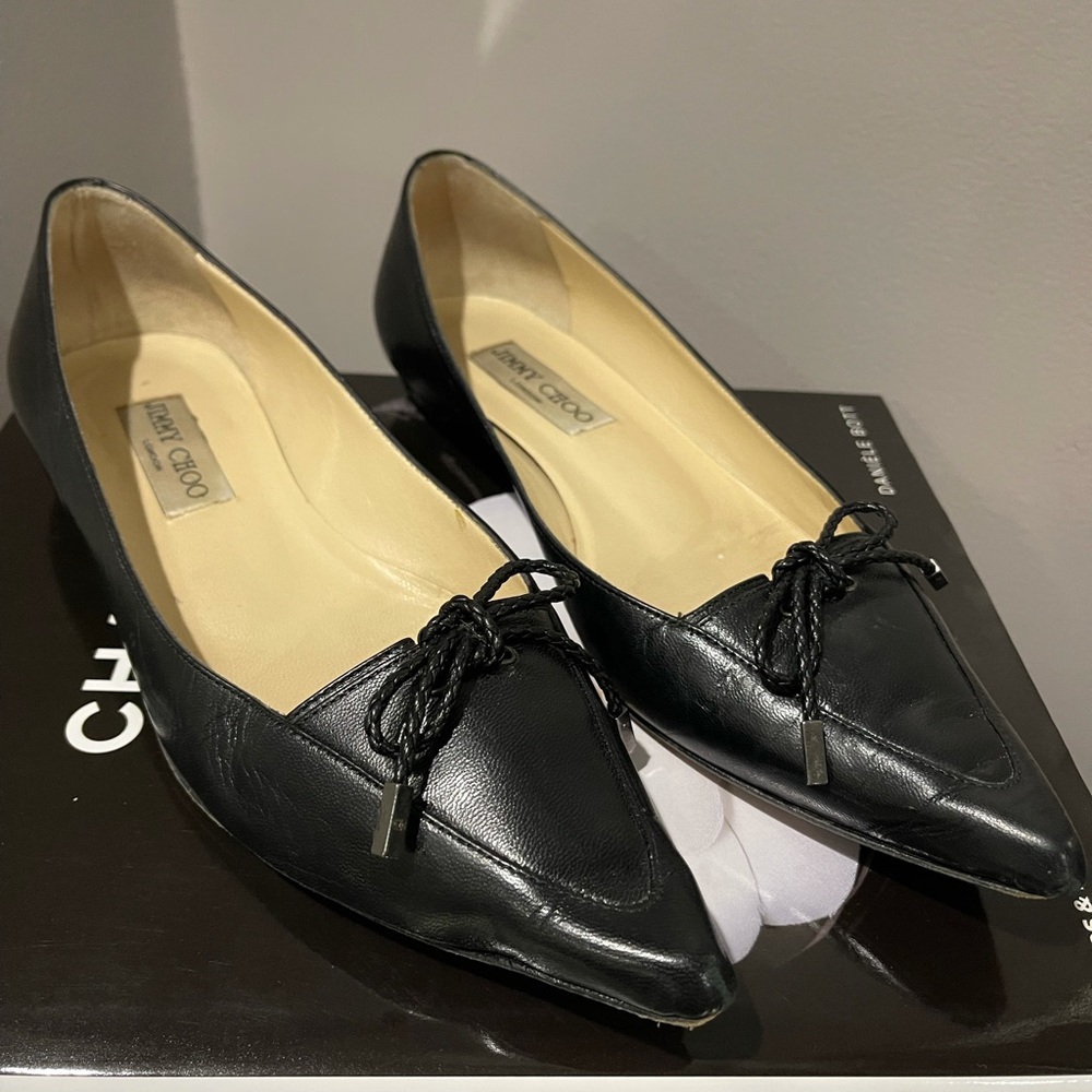 Jimmy Choo leather pointy toe flats